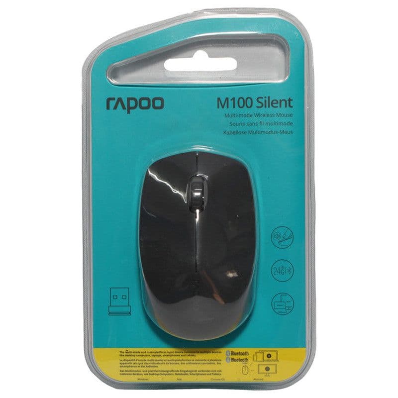 ماوس بی سیم RAPOO مدل M100 SILENT طوسی روشن