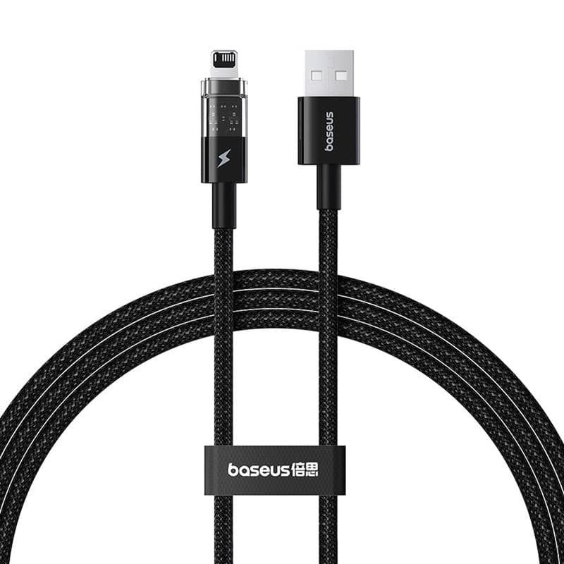 کابل فست شارژ USB به لایتنینگ بیسوس 20 وات 2.4 آمپر طول 1 متر طرح شفاف
