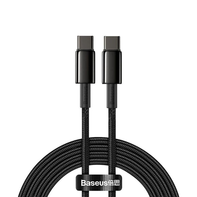 کابل تبدیل Type-C به Type-C مدل Baseus Tungsten Gold با توان 100 وات و طول 1 متر - سرمه ای