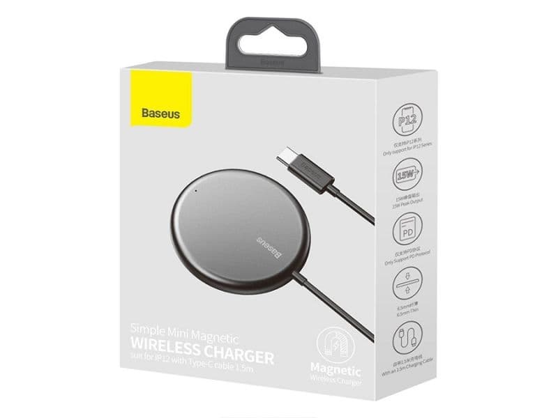 شارژر بیسیم مگنتی بیسوس - Baseus Simple Mini3 Magnetic Wireless Charging 15W WX01-JKF– رنگ مشکی