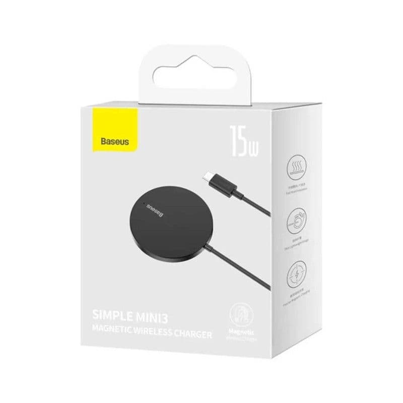 شارژر بیسیم مگنتی بیسوس - Baseus Simple Mini3 Magnetic Wireless Charging 15W WX01-JKF– رنگ مشکی