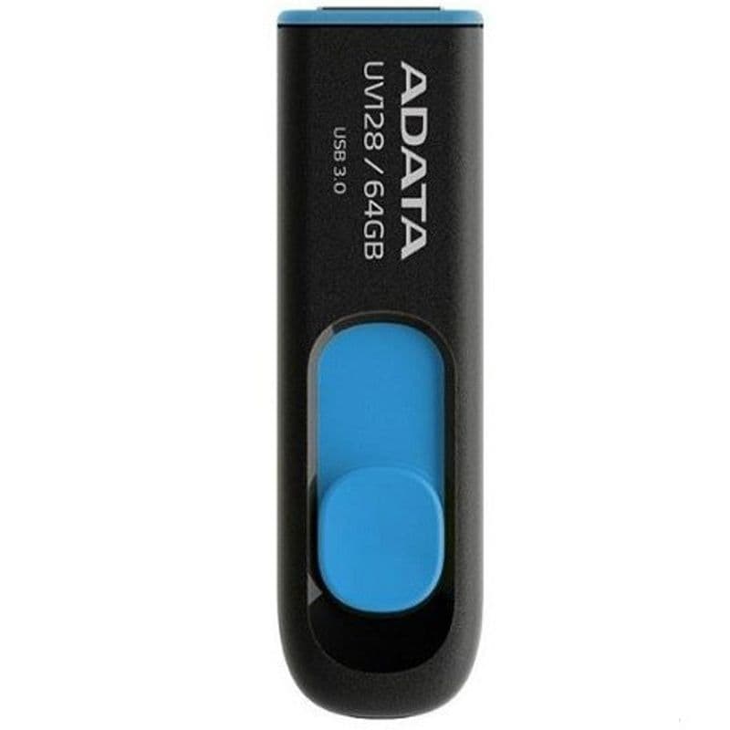 فلش مموری ای دیتا UV128 USB 3 ظرفیت 64 گیگابایت رنگ مشکی