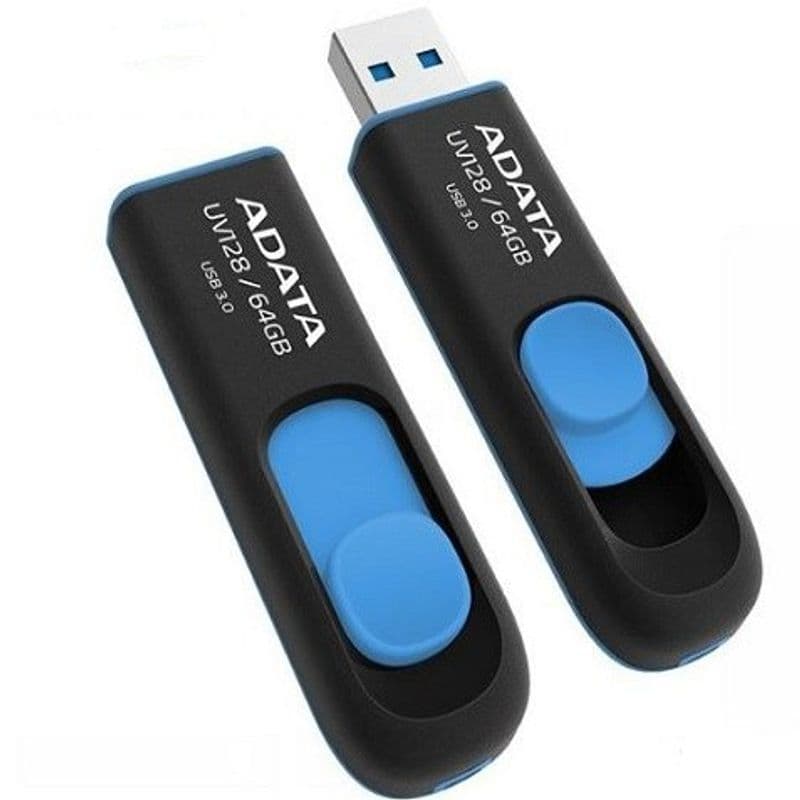 فلش مموری ای دیتا UV128 USB 3 ظرفیت 64 گیگابایت رنگ مشکی