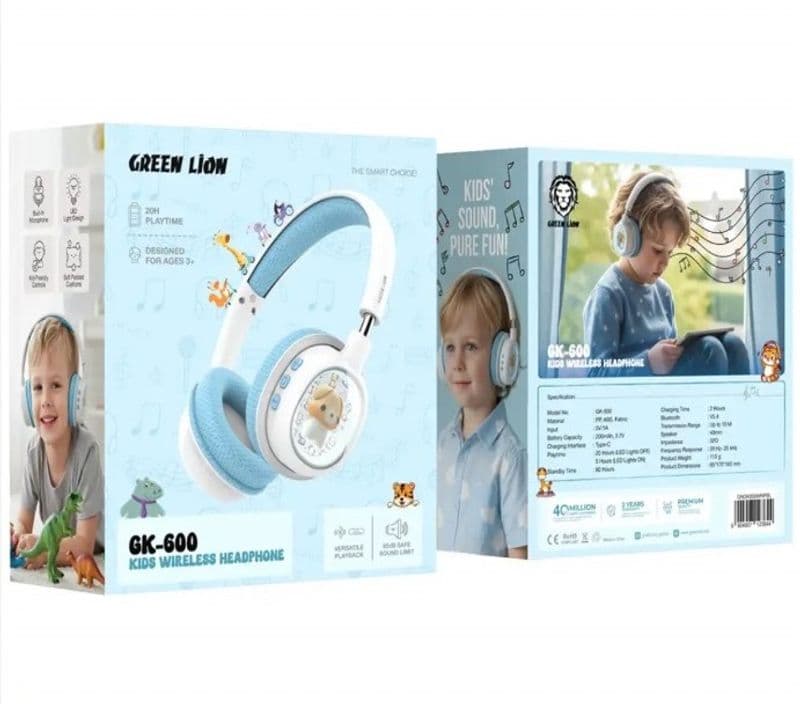 هدفون بیسیم کودک گرین لاین مدل GK-600 رنگ آبی